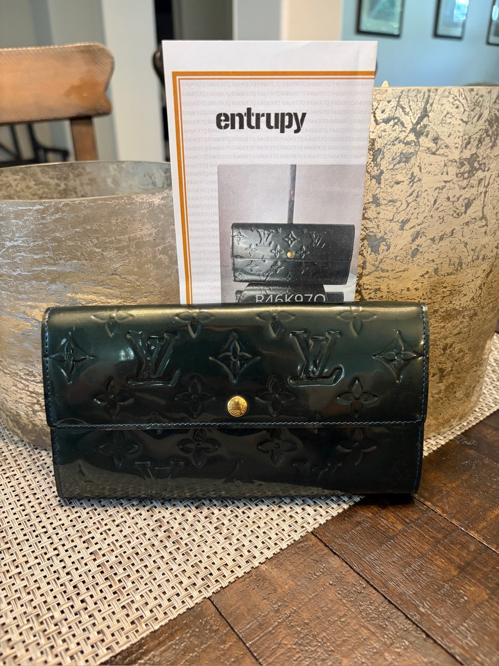 Louis Vuitton Vernis Long Wallet in Deep Green with GHW